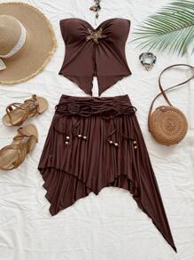 Soleia Women Two Pieces Outfits For Daily Wear Beach Women Outfits Woman S Summer Clothes - Brown - View 4