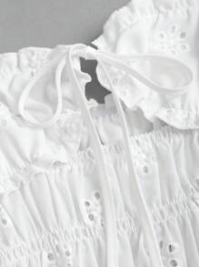 Sweetra Vestido corto sexy y cómodo con bordado - Blanco - Ver 4