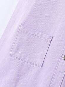 Girls Denim Frill Trim Casual Denim Dress - Mauve Purple - View 5