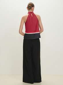 BizChic 2025 Summer New Arrival Contrast Color Halter Design Women Vest, Business Casual Elegant Suitable For Daily Commute, Beach Vacation, Wedding Guest, Country Music Festival, Brunch, Airport Outfit, 174S Vintage Stockholm Style, American Independence Day