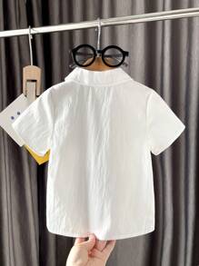 Polo de niño pequeño con diseño plisado, de manga corta y casual, versátil para fiestas de cumpleaños de 1 año y verano - Multicolor - Ver 3
