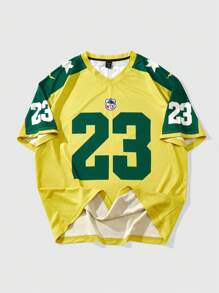 ROMWE MEN Prep 男士街头嘻哈美国城市名称标志复古印花短袖 T 恤，适合春夏季日常穿着 - 彩色 - 查看 1