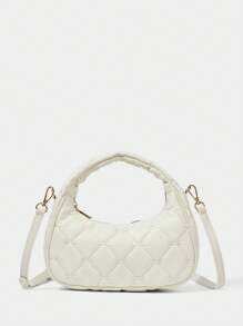 SHECARRY Women Handbag Solid Color Zipper Simple Fashion, Suitable For Summer - White - View 3