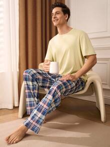 男士休闲格子休闲裤