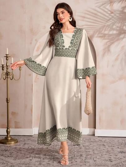 Al Najma Vestido largo estilo turco y vestido largo tradicional árabe para mujer, kaftán modesto