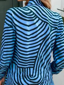 Women's Striped Long Sleeve Single-Breasted Casual/Work Shirt Fall Cloth For Women - Multicolor - View 4