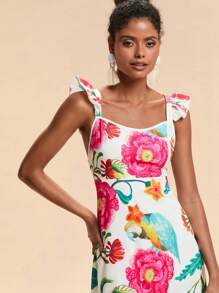 Travachic Vestido feminino com estampa de manga curta e gola quadrada, roupas de verão para mulheres, roupas de praia, Páscoa, roupas de praia para mulheres, férias de primavera, roupas de férias femininas, roupas de show femininas, BOHO, boêmia, festival de música, roupas femininas de férias tropicais