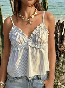 Jouncy Top de tirantes con estampado de rayas, moda sencilla para el verano