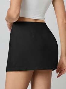 SHEIN Tall 夏季纯色裹身优雅不对称半身裙