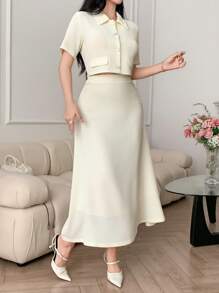 DAZY 女士日常两件套服装 - 米色 - 查看 4