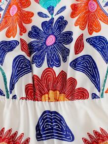 Teen Girl Casual Tropical Vacation-Style Floral Jumpsuit, Suitable For Beach Travel