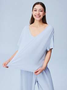 LUVLETTE Weicher TENCEL™ Modal Basis T-Shirt & Hose Loungewear, luftiges Pyjama-Set mit Taschen