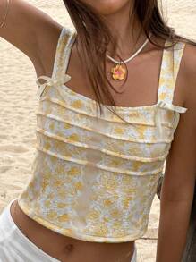 Jouncy 112 Yellow Lace Camisole, Fashionable For Summer - Yellow - View 1