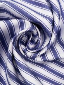 EMERY ROSE Striped Print Elastic Waist Loose Wide-Leg Pants, Stylish For Summer Fall Cloth For Women - Blue - View 3