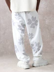SUMWON Performance Sweatpants Athleisure Floral Print Jogger Style Elastic Waist Drawstring Athletic Track Pants Spring Summer Casual Sports Bottoms Comfort Streetwear - White - View 5