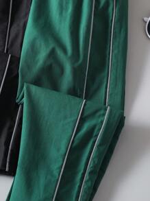 SHEIN 2pcs/Set Young BoyReflective Striped Patchwork Straight Leg Pants - Multicolor - View 6