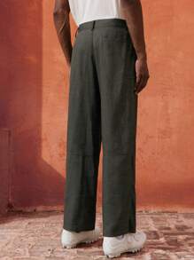 Maija Pantalones casuales verde salvia con diseño de cintura elástica y bolsillos laterales para hombres, verano 2025. Elegantes y románticos, apropiados para invitados de boda, oficina, aeropuerto, playa, festivales de música y vida diaria - Gris - Ver 5