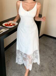 DAZY ثوب نوم ماكسي نسائي بخصر مشدود من الدانتيل بطراز بوهيمي رومانسي