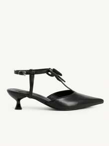 CUCCOO CHICEST Women's Fashion Pointed Toe Rhinestone Bowknot Slingback High Heel Pumps - Black - View 7