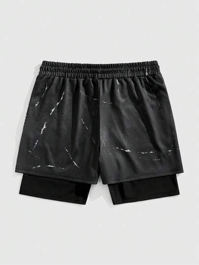 Goth Short de 2 en 1 para hombre decorado con rhinestones en forma de cruz, adecuado para uso casual diario en primavera/verano