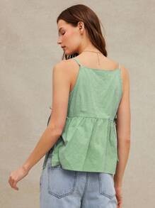 WESTFADE Summer Gingham Checkered Plaid Bow Side Tie Sleeveless A Line Tank Top Cowgirl - Green - View 2