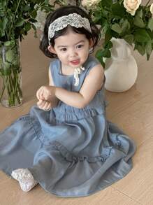 DAZY Robe d'été ample sans manches à col rond pour bébés/tout-petits filles