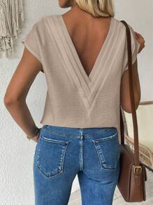 SHEIN LUNE Women's Woven Backless Casual Blouse For Summer