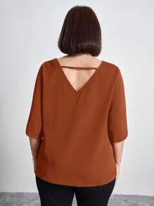 Chikora Blusa de manga corta y cuello en V con estampado de corazones rojos todo sobre, diseño minimalista, de uso diario y para citas y fiestas del Día de San Valentín, ideal para oficina, tallas grandes para mujer
