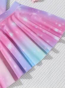 Bộ đồ bơi 3 mảnh họa tiết kỳ lân cho bé gái: Đồ bơi một mảnh + váy che, thích hợp đi biển hoặc đi nghỉ - Nhiều màu - Xem 7