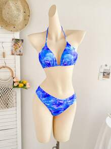 Soleia 3 件套女士扎染花卉印花裹身比基尼套装，适合度假 - 彩色 - 查看 4