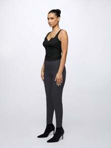 SUMWON WOMEN Pantalones de cintura alta acanalados, pantalones de loungewear de otoño e invierno, ajuste delgado, fondo elástico