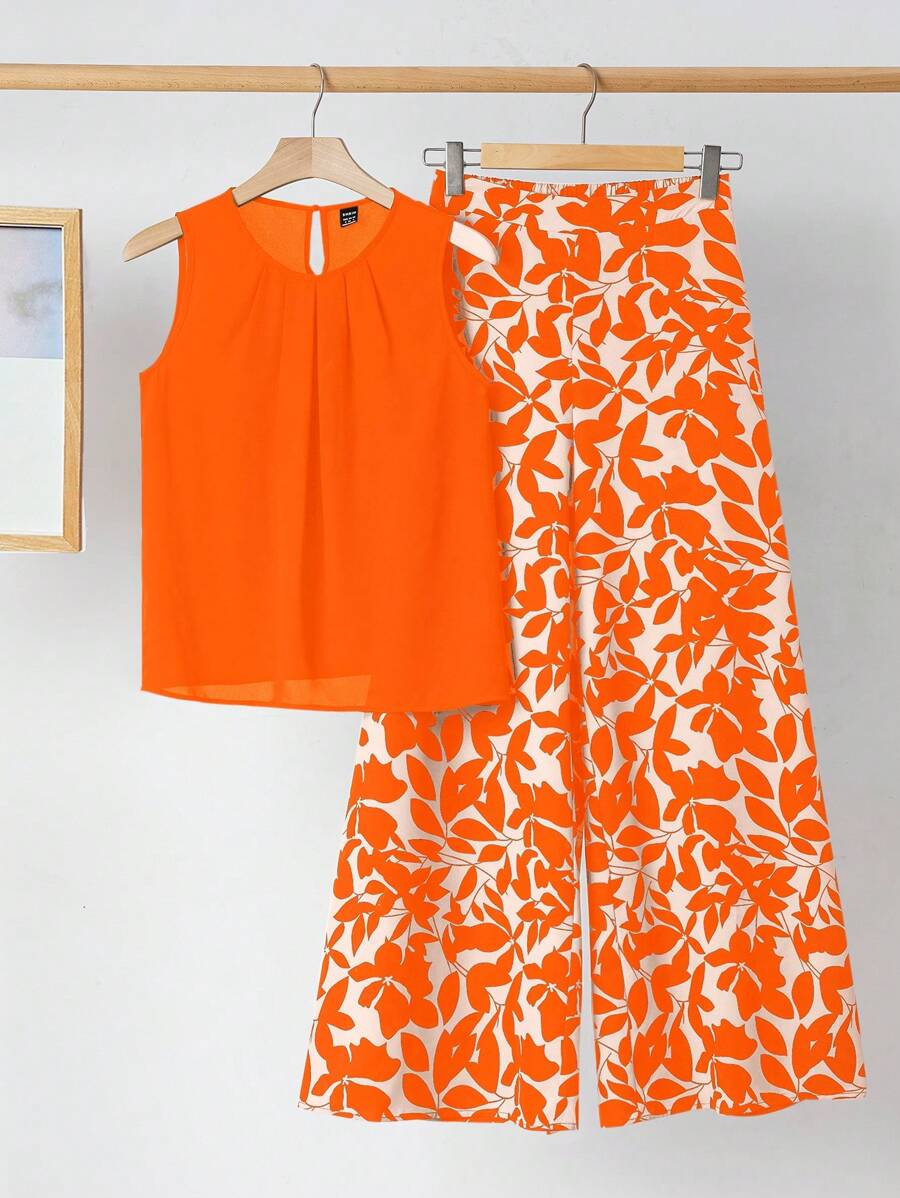 SHEIN Clasi Women Two Pieces Outfits For Daily Wear - Orange - View 1