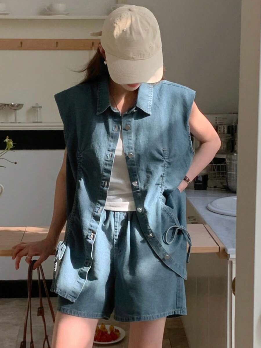 DAZY Women Denim Two Pieces Outfits - Medium Wash - View 1