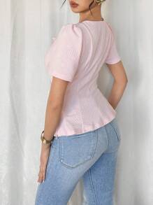 Firerie Damen neue kombinierbare Einfarbige quadratische Ausschnitt Struktur Jacquard Oberteil, elegantes Sommer Blumen Oberteil/Süße Sommer Oberteile/Sommer Outfits für Frauen/Boho Frauenkleidung/Strandurlaub Outfits/Festival Outfits/Sommerurlaub am Meer Outfits/Festival Kleidung