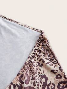 SHEIN Unity Plus Size Women Leopard Print Asymmetrical Hem Halter Knit Dress - Multicolor - View 4