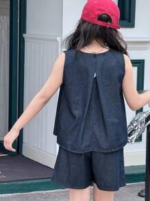 DAZY Tween Girls Denim Two Pieces Outfits - Dark Wash - View 4