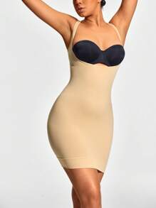 SHEIN Shape Seamless Open-Bust Shapewear Slip Dress Body Shaper Bust& Butt Lifter-Tummy Waist Thigh Control