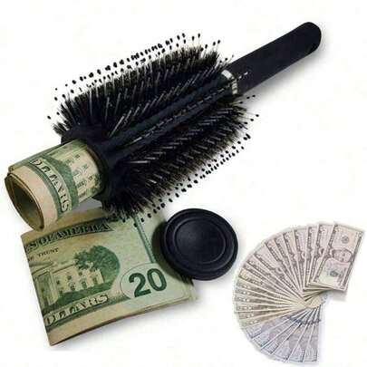 1pcsDiversion Round Hair Brush With Secret Hidden Compartment, Safe Stash Box Container For Money, Jewelry, House Keys, Valuables, For Travel Or Home Use