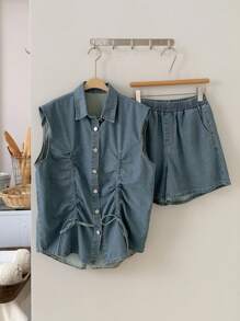 DAZY Women Denim Two Pieces Outfits - Medium Wash - View 3