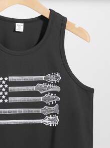 SHEIN Teens Boys Casual Sleeveless Tank Top, Sports Street Punk Rock College Daily Outgoing Party Music Festival, Suitable For Spring Summer