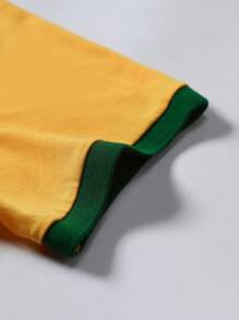 Manfinity Roghcode Men's Street Graphic Print Polo Shirt, Fashionable For Summer - Yellow - View 6