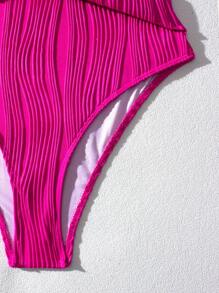 Swim Vcay 1pc Women Solid Color One-Piece Swimsuit, Fashion & Suitable For Summer - Hot Pink - View 6