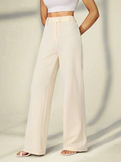 SHEIN Tall 女式纯色拉链直筒裤