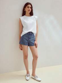 MOTF STUDIO RHINESTONE CAP SLEEVE T-SHIRT