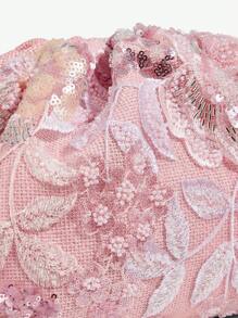 SHECARRY Women's Fashion Sequin Plant Pattern Casual Clutch Purse - Pink - View 7