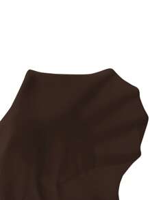 Firerie Women's Solid Color Fashion Backless Twist Short Sleeve T-Shirt - Coffee Brown - View 7