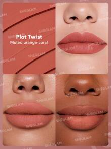 SHEGLAM Dynamatte Boom Long Lasting Matte Lipstick-Plot Twist 20 Colors Creamy Matte Waterproof Lipstick Amazing Non-Stick Cup Transfer-Proof Lipstick Orange Lipstick Lip Combo Brand Beauty Makeup Face Paint Cosmetic For Women Girls Perfect For Winter Spring Ideal For Y2K Fancy Fashion Suitable For Birthday Gift Party Ready Best Color - Plot Twist - View 3