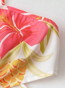 Flirla Plus Size Women Vacation Big Floral Print Slip Dress - Multicolor - View 3