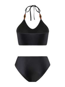 Swim Oasis Plus Size Women Sun & Moon Print Casual Beach Swimsuit Set, Summer