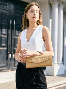 SHECARRY Bolso cruzado casual de moda con correa de cuentas cuadrada para uso diario de mujeres - Rosa - Ver 6